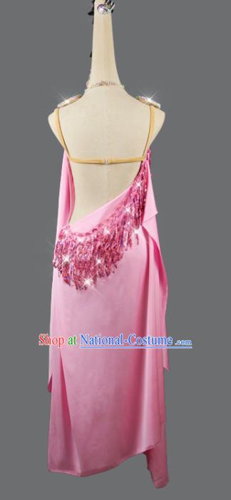 Professional Latin Dance Competition Pink Dress Modern Dance Costume Women Group Dancing Clothing Cha Cha Fashion