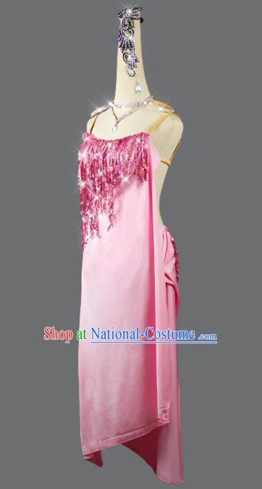 Professional Latin Dance Competition Pink Dress Modern Dance Costume Women Group Dancing Clothing Cha Cha Fashion