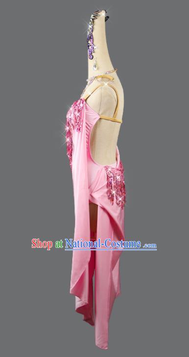 Professional Latin Dance Competition Pink Dress Modern Dance Costume Women Group Dancing Clothing Cha Cha Fashion