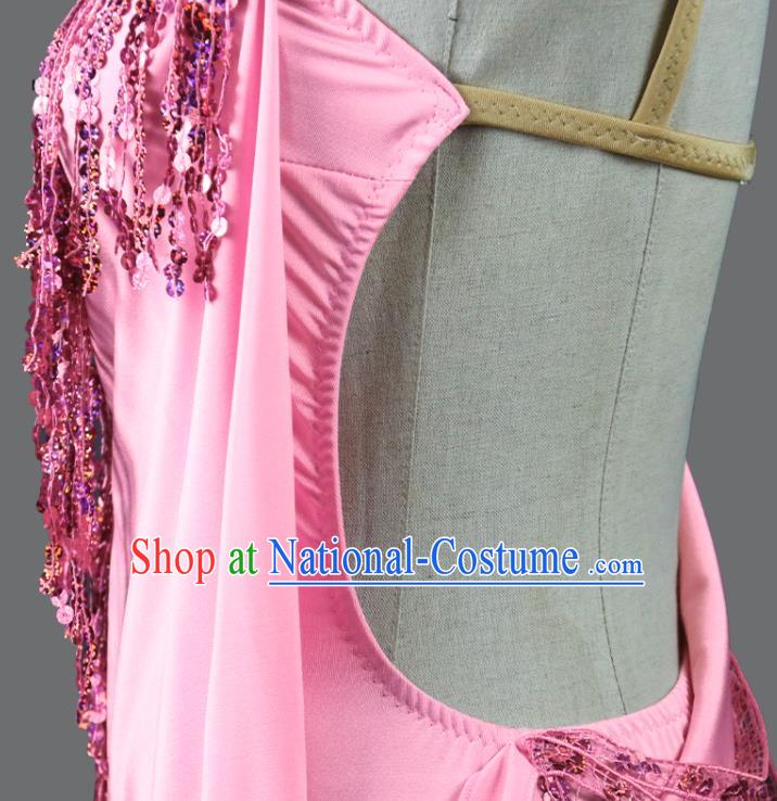 Professional Latin Dance Competition Pink Dress Modern Dance Costume Women Group Dancing Clothing Cha Cha Fashion