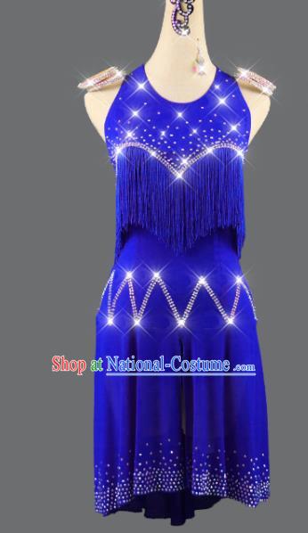 Professional Latin Dance Competition Clothing International Dancing Royalblue Dress Rumba Dance Costume Women Cha Cha Sexy Fashion