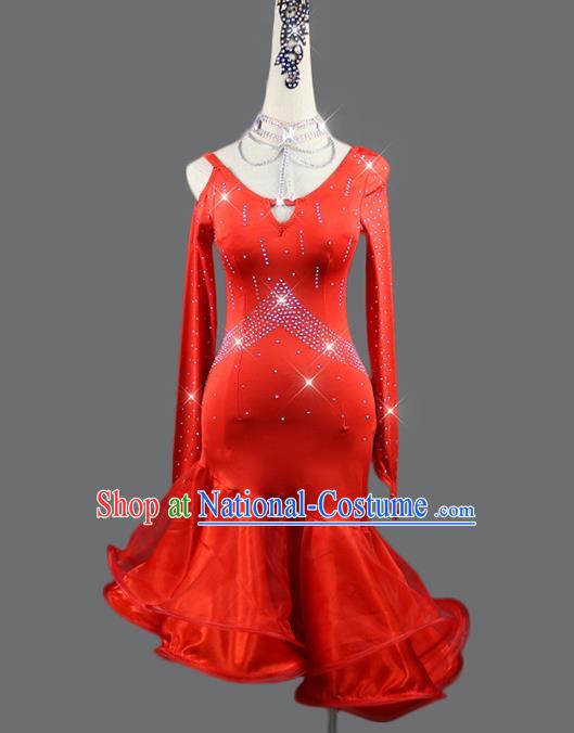 Professional Latin Dance Competition Red Dress Women Rumba Dance Costume Cha Cha Clothing Dancing Fashion