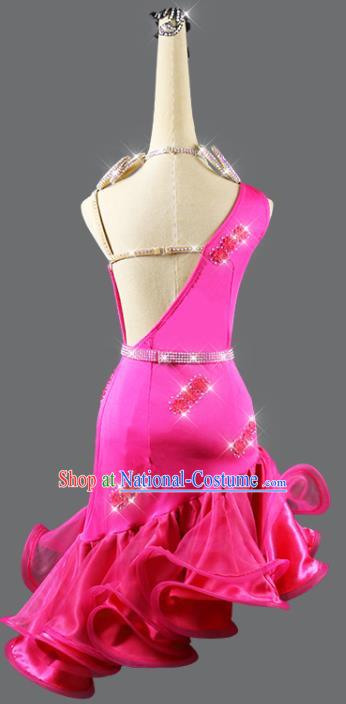 Professional Cha Cha Costume Women Dancing Competition Fashion Latin Dance Clothing Rumba Dance Sexy Rosy Dress