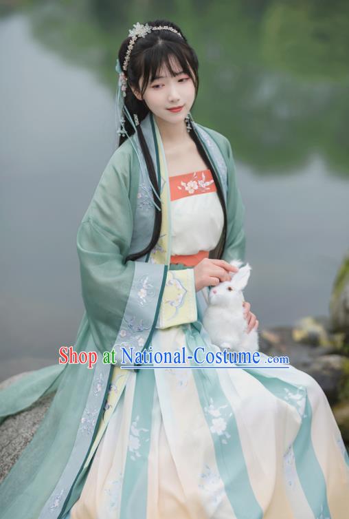 China Ancient Noble Lady Hanfu Dress Traditional Historical Garments Song Dynasty Young Beauty Clothing Complete Set