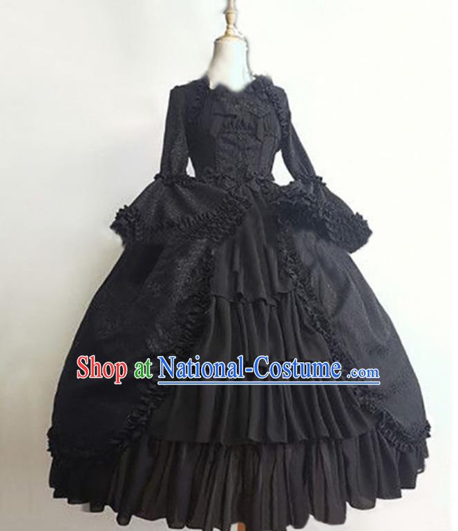 Halloween Performance Formal Dress European Princess Black Dress Western Gothic Garment Clothing