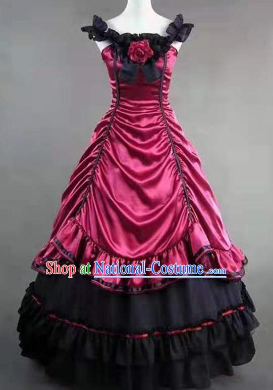 Top Western Court Garment Clothing Halloween Performance Formal Dress European Gothic Princess Rosy Dress