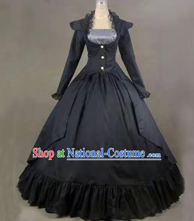 Top Opera Performance Full Dress European Retro Clothing Gothic Princess Black Dress Western Court Garment Costume