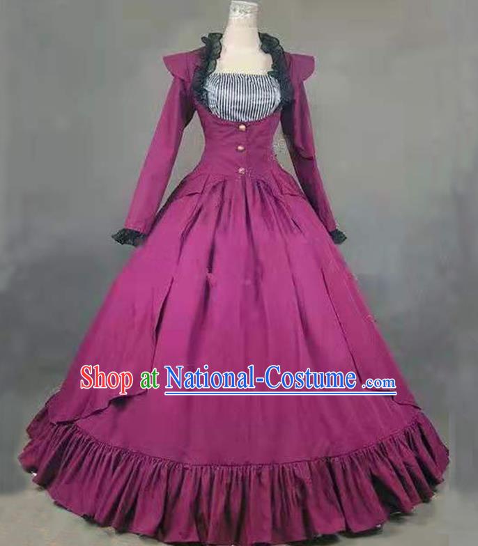 Top Western Court Garment Costume Opera Performance Full Dress European Retro Clothing Gothic Princess Purple Dress