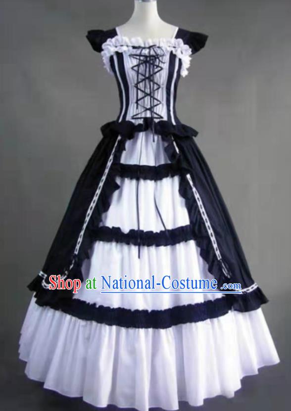 Top Cosplay Gothic Princess Dress Western Halloween Garment Costume Opera Performance Black Full Dress European Court Dance Clothing