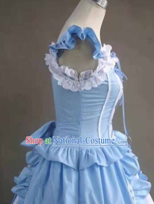 Top Opera Performance Blue Full Dress European Court Dance Clothing Cosplay Gothic Princess Dress Western Halloween Garment Costume