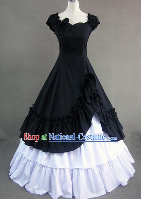 Top Gothic Woman Black Dress Halloween Cosplay Garment Costume Opera Performance Full Dress European Court Princess Clothing