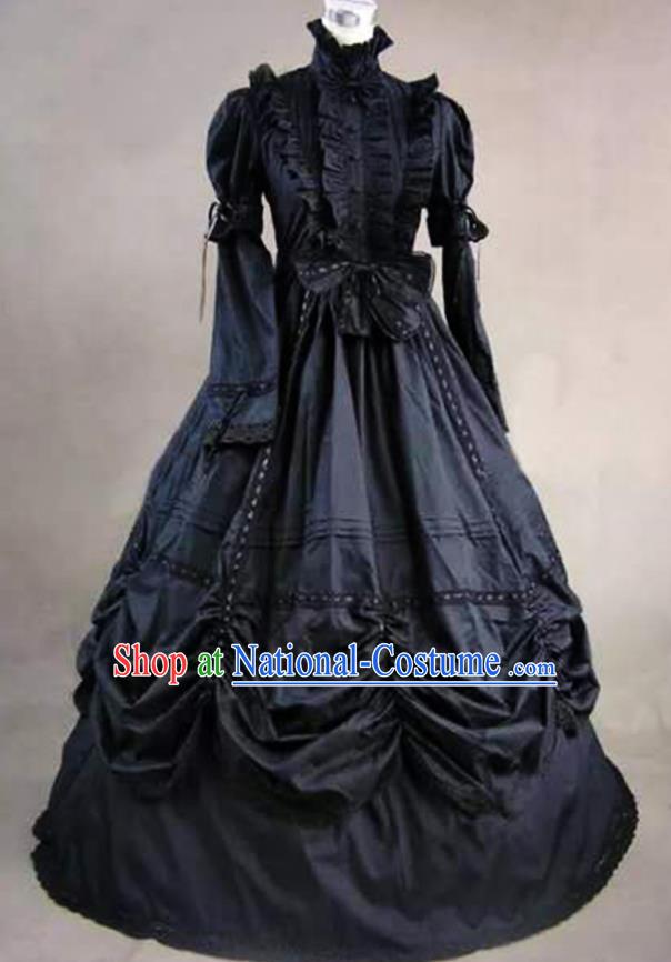 Top Halloween Cosplay Witch Garment Costume Western Medieval Full Dress European Opera Performance Clothing Gothic Queen Black Dress