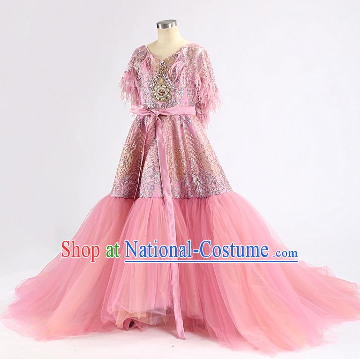 High Quality Chorus Performance Clothing Stage Show Fashion Dress Girl Catwalks Trailing Full Dress Children Dancewear