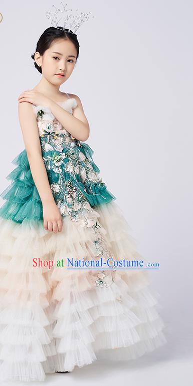 High Quality Children Dancewear Chorus Performance Clothing Stage Show Fashion Dress Girl Catwalks Full Dress