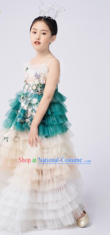 High Quality Children Dancewear Chorus Performance Clothing Stage Show Fashion Dress Girl Catwalks Full Dress