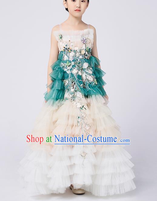 High Quality Children Dancewear Chorus Performance Clothing Stage Show Fashion Dress Girl Catwalks Full Dress