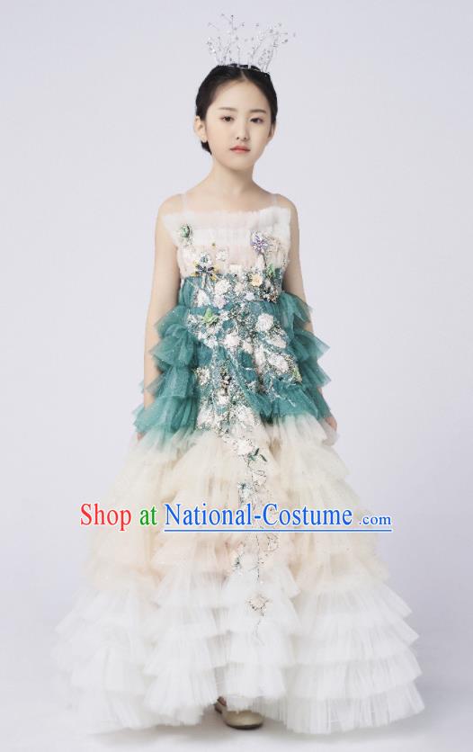 High Quality Children Dancewear Chorus Performance Clothing Stage Show Fashion Dress Girl Catwalks Full Dress