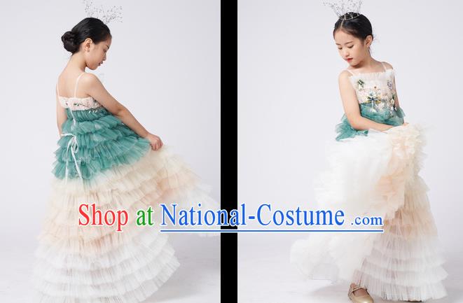 High Quality Children Dancewear Chorus Performance Clothing Stage Show Fashion Dress Girl Catwalks Full Dress