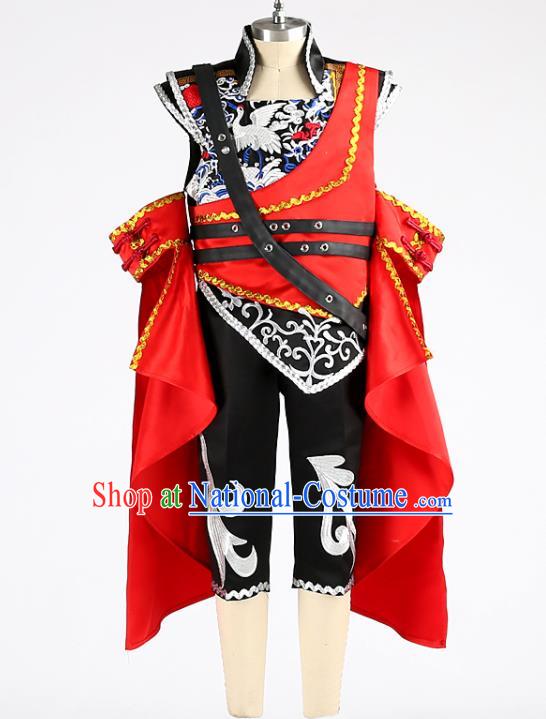 Top China Kid Catwalks Uniforms Children Folk Dance Performance Apparels Boys Stage Show Suits