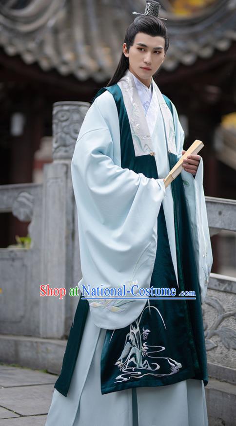 China Traditional Ming Dynasty Royal Prince Embroidered Hanfu Garments Ancient Noble Childe Historical Clothing for Men