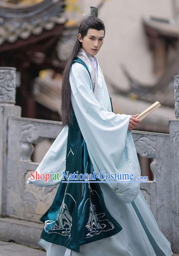 China Traditional Ming Dynasty Royal Prince Embroidered Hanfu Garments Ancient Noble Childe Historical Clothing for Men