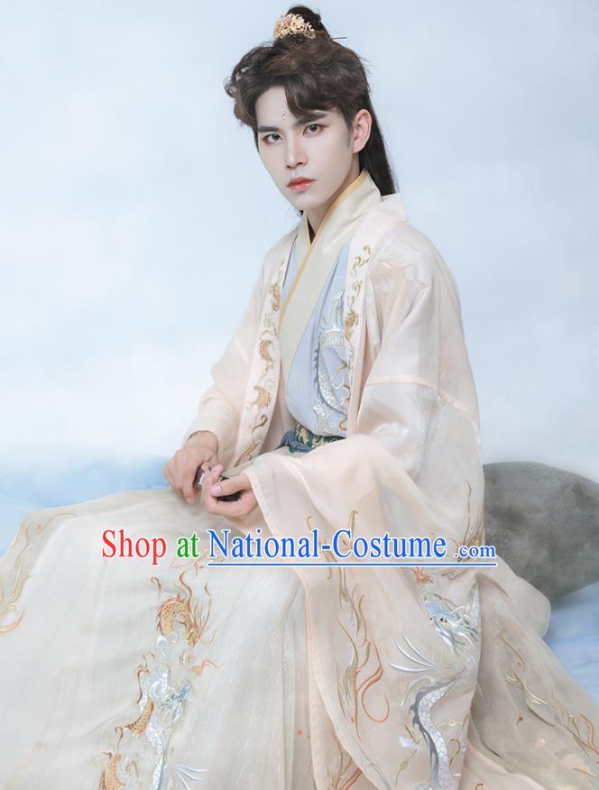 China Jin Dynasty Royal Childe Embroidered Clothing Traditional Historical Garments Ancient Crown Prince Hanfu Robe Apparels