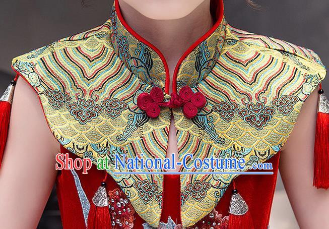 China Girl Catwalks Clothing Stage Performance Garment Costume Children Classical Dance Dress Compere Red Veil Dress