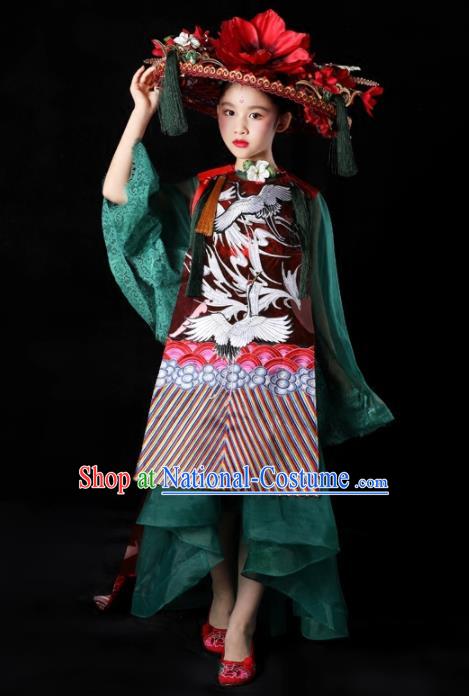 China Girl Catwalks Fashion Children Performance Clothing Classical Dance Dress Compere Garment Costumes