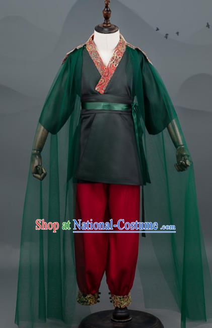 Top China Kids Catwalks Green Uniforms Stage Show Tang Suits Boys Dancewear Children Clothing