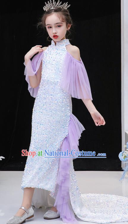 Custom Catwalks Full Dress Children Birthday Garment Girl Compere Fashion Clothing Stage Show Trailing Dress