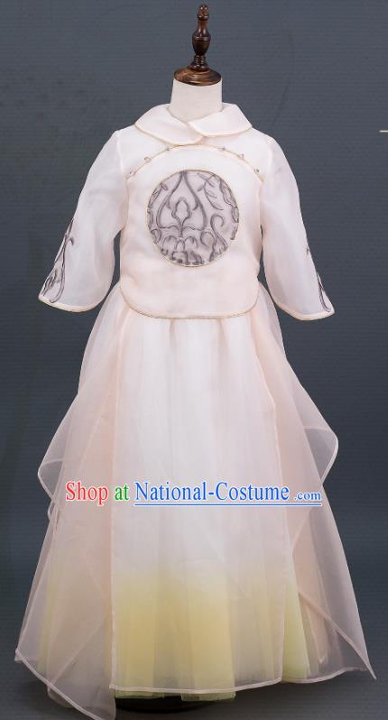 China Catwalks Fashion Children Performance Clothing Classical Dance Pink Dress Outfits Girl Chorus Garment Costumes