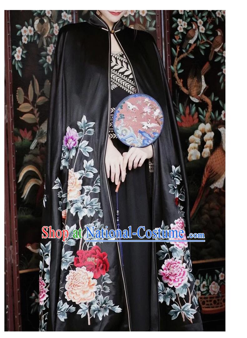 Stunning Beautiful Black Embroidered Flower Empress Mantle