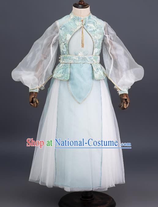 Custom Kid Stage Show Dress Girl Catwalks Fashion Children Piano Performance Full Dress Chorus Clothing