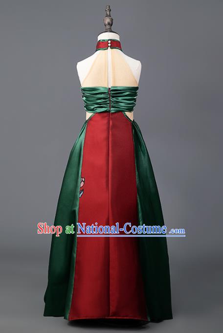 China Catwalks Fashion Costume Children Performance Clothing Opera Dance Red Dress Girl Stage Show Garments