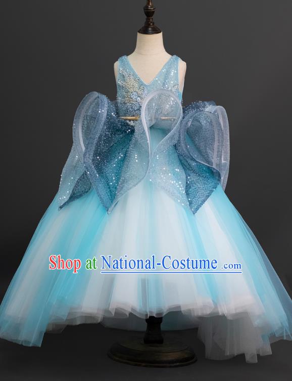 Custom Children Piano Recital Bubble Dress Girl Birthday Fashion Flower Princess Full Dress Kid Formal Clothing