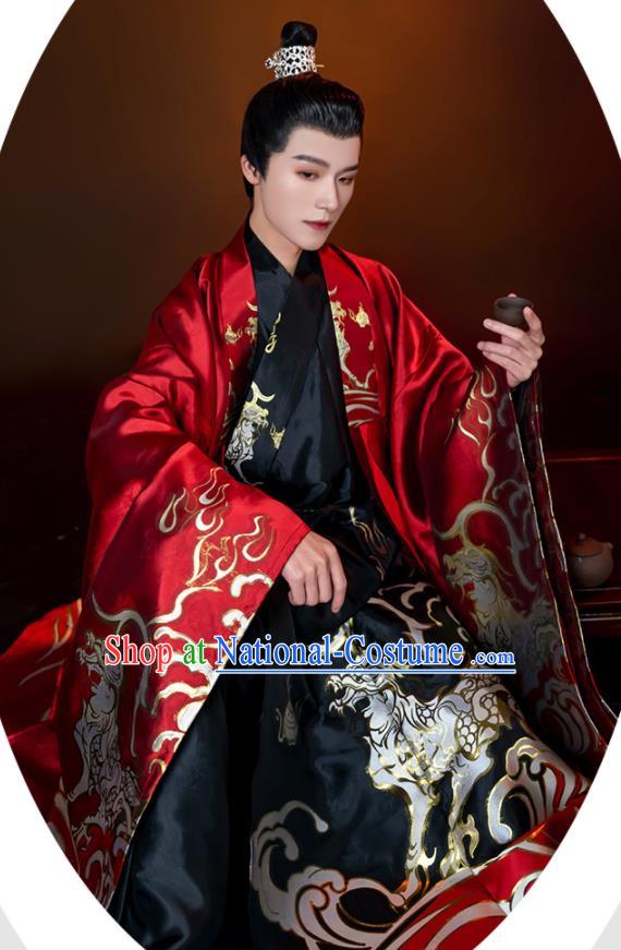 China Traditional Historical Garment Costumes Ancient Emperor Hanfu Robe Ming Dynasty Crown Prince Clothing Complete Set