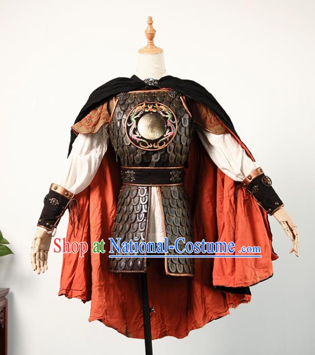 Chinese Han Dynasty General Armor Apparels Ancient Warrior Clothing Drama Cosplay Zhao Zilong Garment Costume