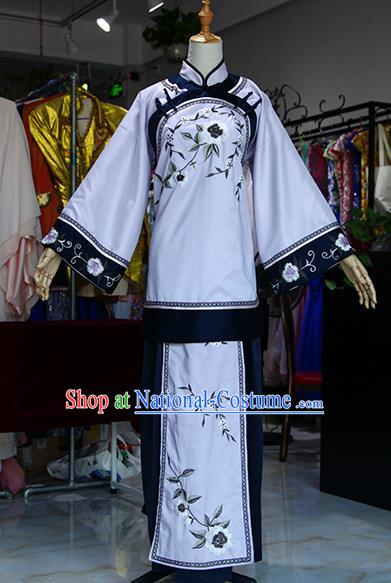 China Ancient Young Mistress Blue Dress Qing Dynasty Female Garments Traditional Drama Cosplay Madame Xiuhe Clothing