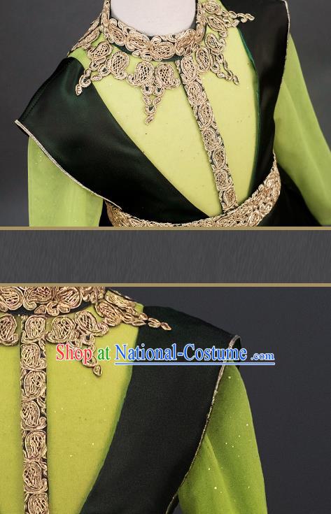 Professional Modern Dance Clothing Girl Princess Garment Children Catwalks Fashion Costume Stage Show Green Full Dress