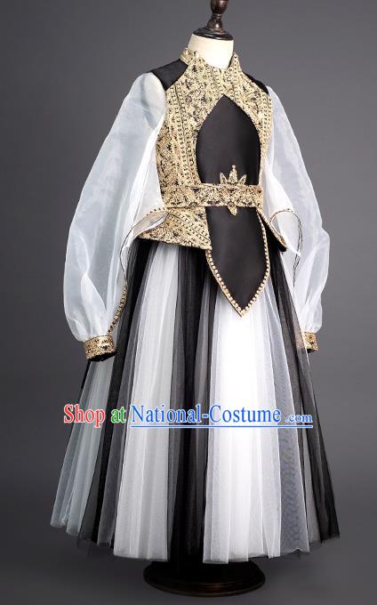 Professional Princess Fashion Children Catwalks Full Dress Girl Piano Recital Garment Costume Stage Show Clothing