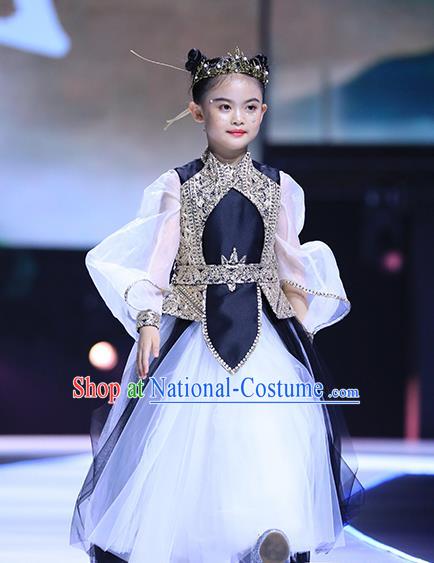 Professional Princess Fashion Children Catwalks Full Dress Girl Piano Recital Garment Costume Stage Show Clothing