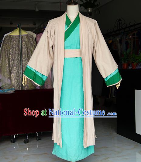 Chinese Ming Dynasty Scholar Apparels Ancient Steward Clothing Drama Young Male Garment Costume