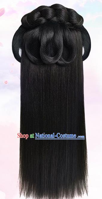 China Ancient Princess Wigs Traditional Hanfu Hair Accessories Ming Dynasty Noble Lady Wig Sheath Hairpieces