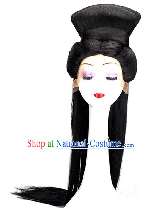 China Ancient Court Beauty Wigs Traditional Hanfu Chignon Hairpieces Song Dynasty Young Woman Wig Sheath