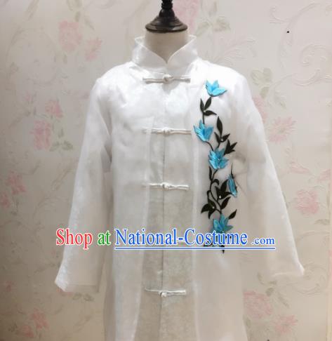 Chinese Children Stage Show Clothing Boys Cross Talk Performance Costumes Tang Suit White Uniforms