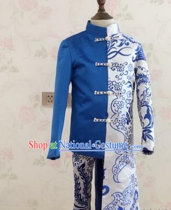 Chinese Tang Suit Uniforms Children Stage Show Mandarin Jacket Clothing Boys Cross Talk Performance Costumes