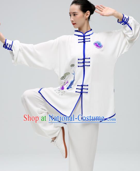 China Martial Arts Garment Costumes Tai Chi Clothing Kung Fu Printing Fish Uniforms Wushu Competition Clothing