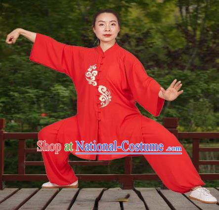 Professional Chinese Martial Arts Performance Clothing Kung Fu Training Red Uniforms Tai Chi Competition Suits