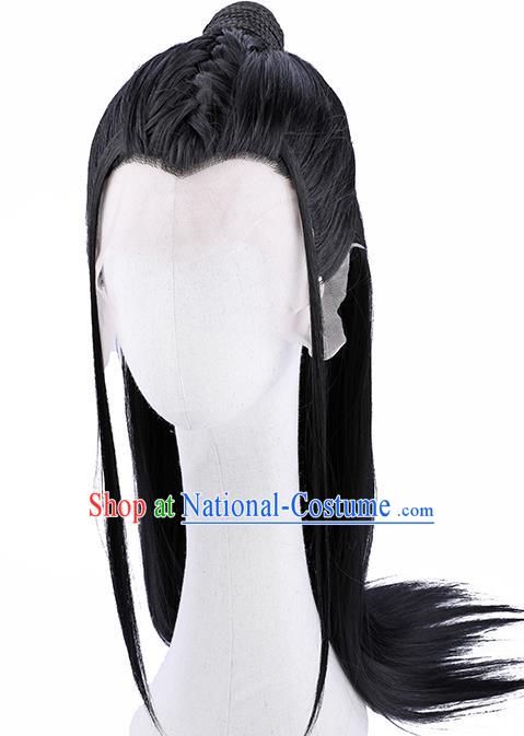 Handmade Chinese Tang Dynasty Childe Wigs Ancient Young Swordsman Headwear Drama Blaze as A Song Lei Jinghong Chignon