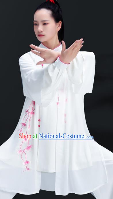 Chinese Wushu Embroidered Three Piece Outfits Martial Arts Clothing Kung Fu Competition Costumes Tai Chi Training White Uniforms